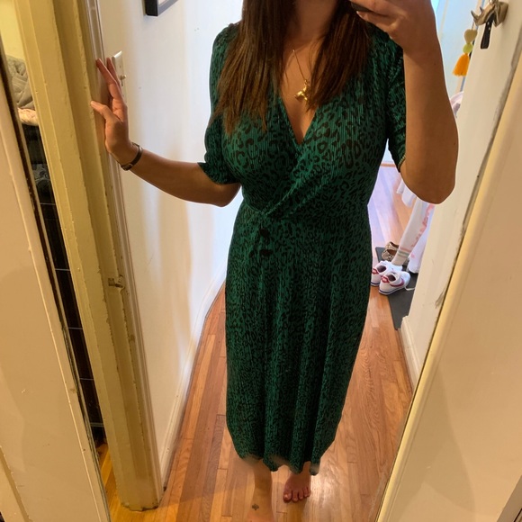 emerald green animal print dress